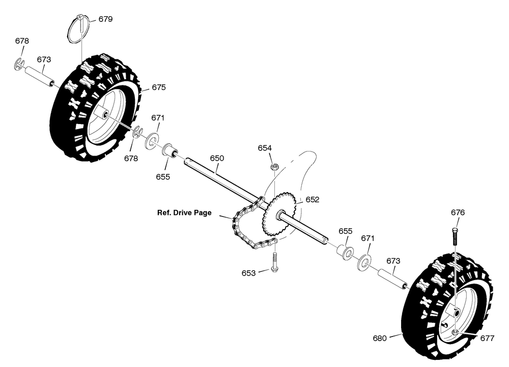Wheels Diagram and Parts List for 627108X4A 2005 Briggs and Stratton Snow Blower